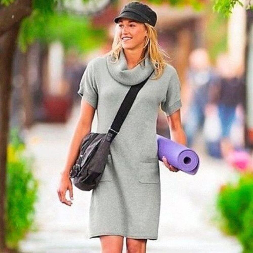 Athleta Zuni Gray Cowl Neck Sweater Dress Xs